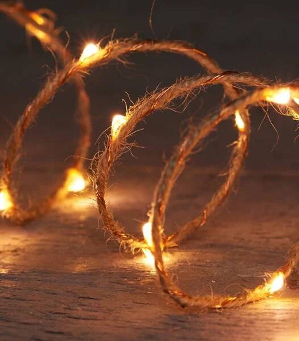 Lichtsnoer van Koperdraad met Jute touw - 80 leds - 10 x 80 cm - Met TIMER -