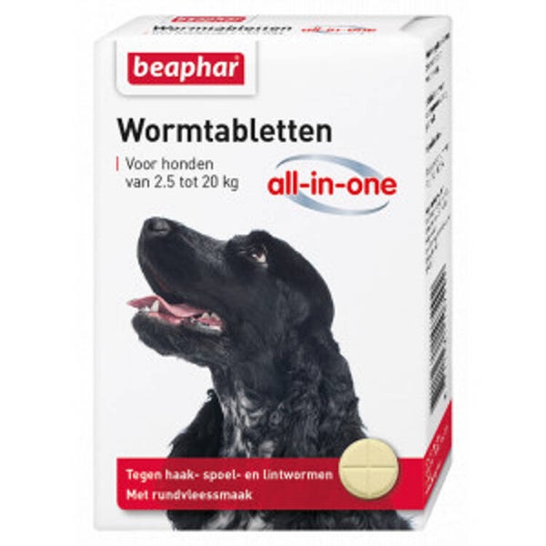 Beaphar All-in-one Ontworming Tabletten 2,5 -20 kg 2 tabletten