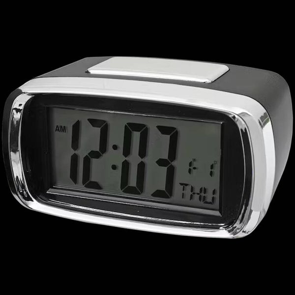 Digitale wekker - Alarmklok - Tijd & Datum - Zwart met chroom - 2 x AAA ( niet inbegrepen )