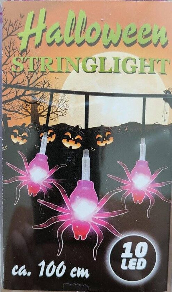 Halloween LED Slinger - Spin - Spider - 100 cm - 10 LED - Paars