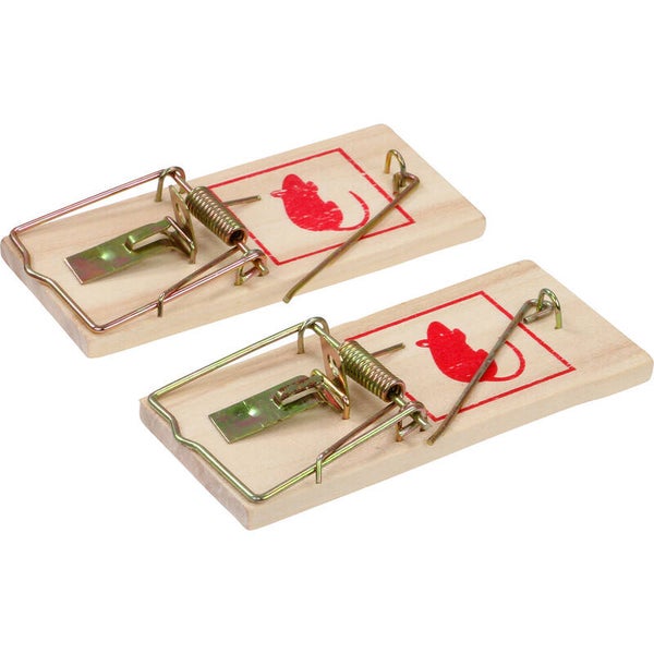 Houten muizenval 100x45mm - 2 stuks