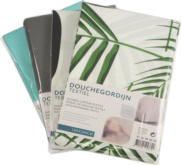 Douche gordijn - TEXTIEL - Inclusief ringen en Loodveter - 180 x 200