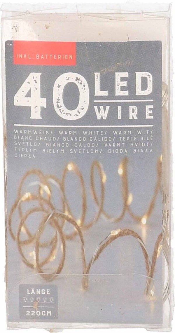 Touwverlichting jute op batterijen met 40 lampjes warm wit 220 cm - Kerstverlichting lichtsnoeren kerstversiering