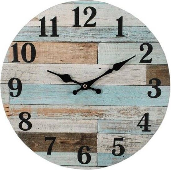 Klok Gestreept beachtime Ø34cm MDF