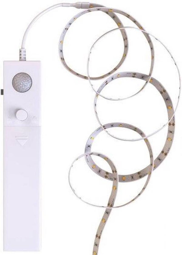 - LED strip - 1 meter - met bewegingssensor - siliconencoating - op batterijen - zelfklevend
