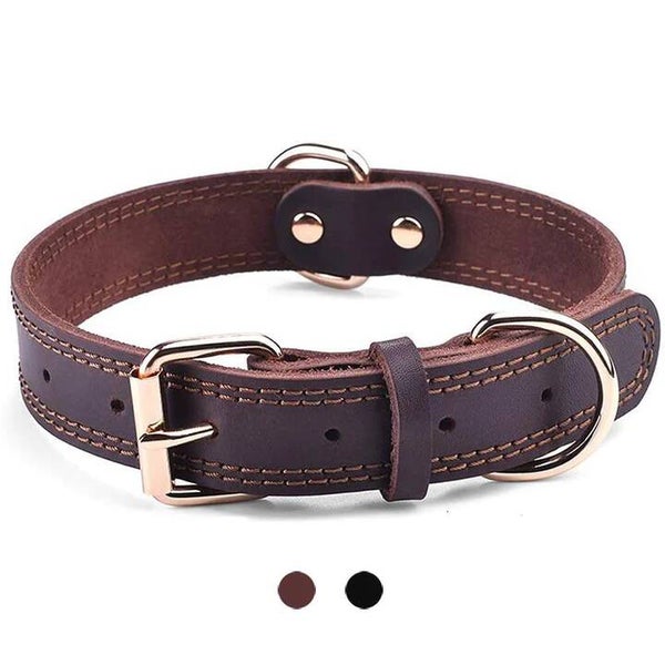 Honden halsband - Leer - Zwart - Bruin 60 x 30 cm