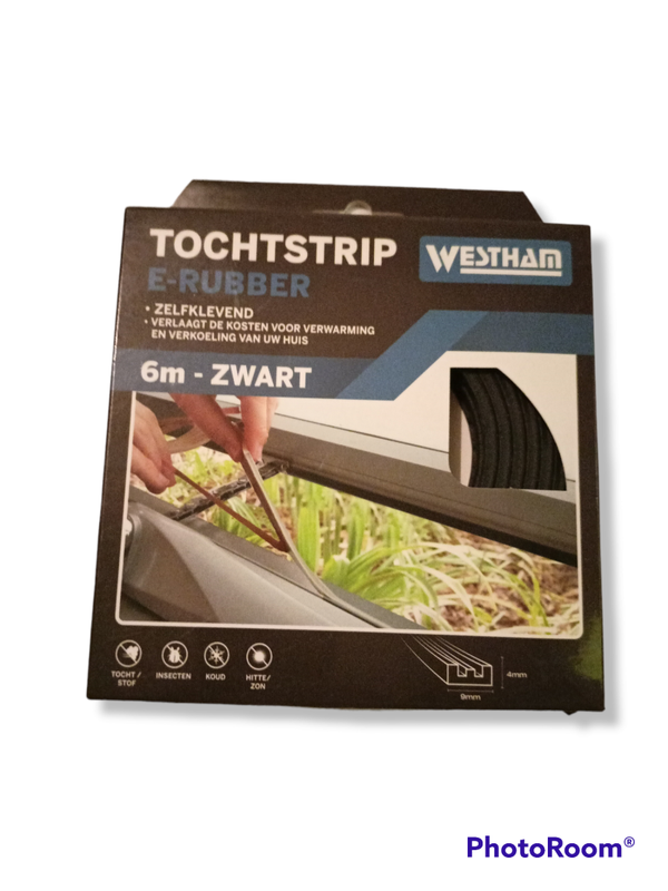 Westham - Tochtstrip - E-Rubber - Zelfklevend - 6M