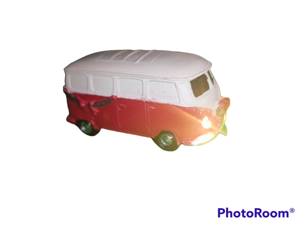 Kerstdecoratie - Oude oldtimer bus met LED verlichting - Werkt op batterijen ( Inbegrepen )