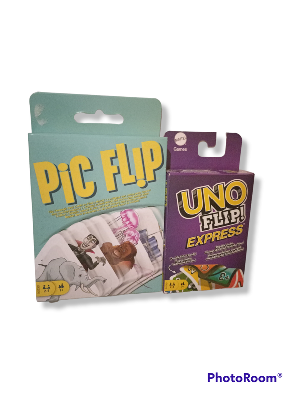 Spellen bundel - Kaartspellen - Mattel - 2 stuks - PIC FLIP & UNO FLIP! EXPRESS -