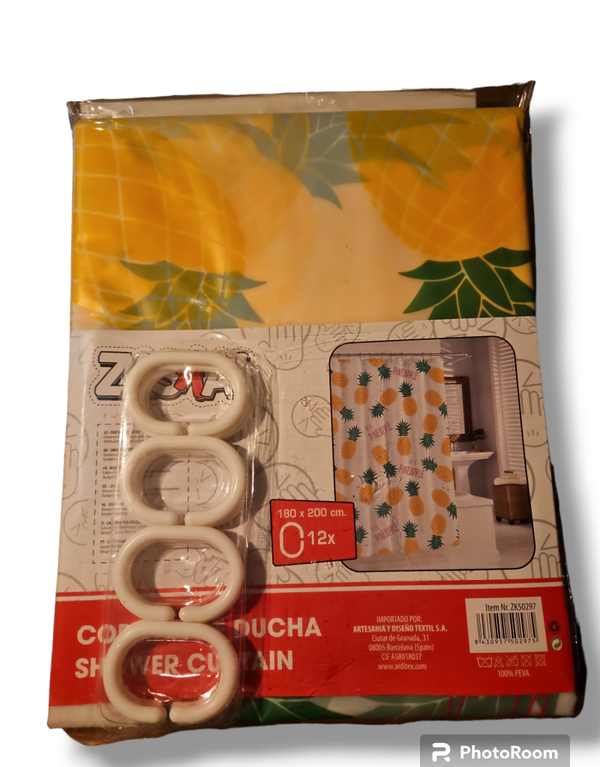 ZASKA - Douchegordijn - Ananas - 180 x 200 cm