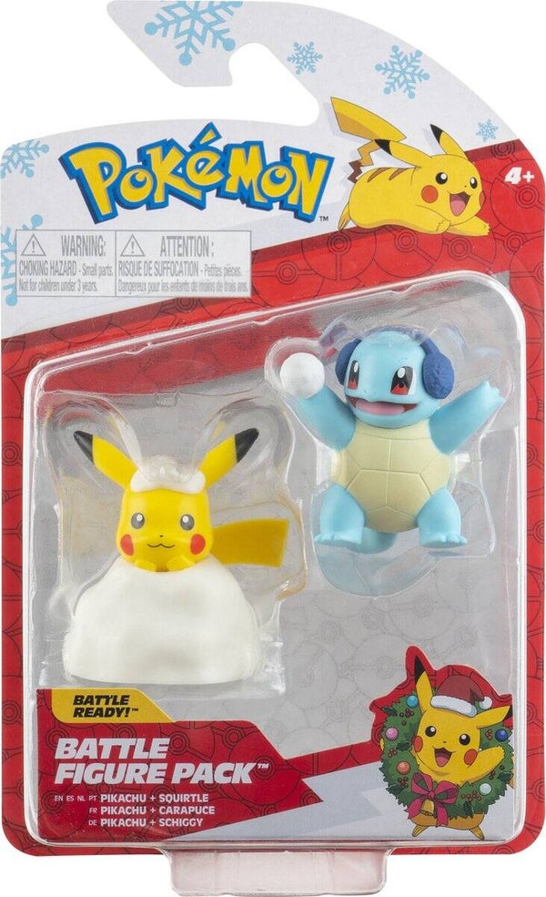 Pokémon Battle Figure 2 Pack - Squirtle & Pikachu Winter Edition