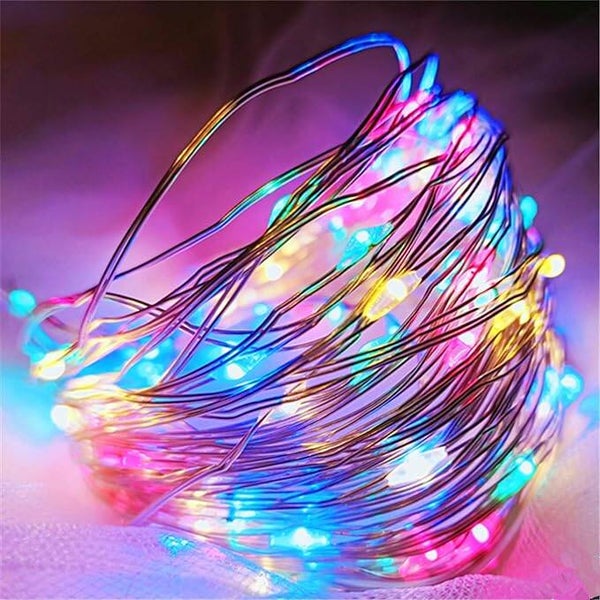 Silver Wire Lights - 100 LEDS - Timer - 8 functions -