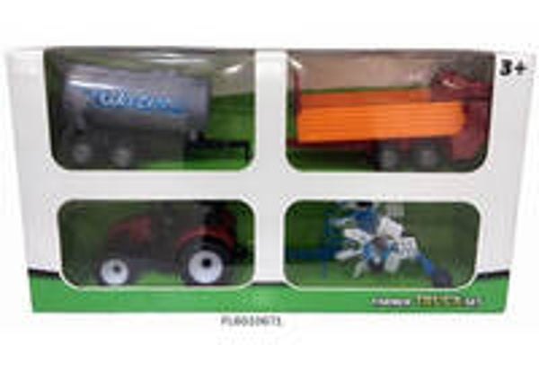 Tractorset frictie met 3 aanhangers 37cm