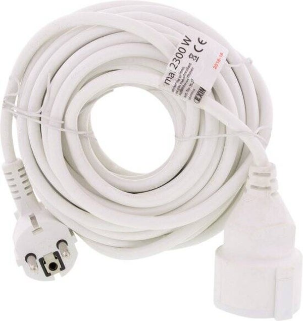 Exin Verlengsnoer - Met randaarde - 3x1 mm - 10 meter - Wit