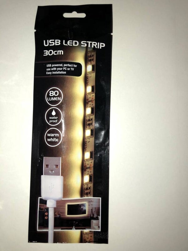 USB LED-Strip - 30 CM - Warm Wit - Waterdicht