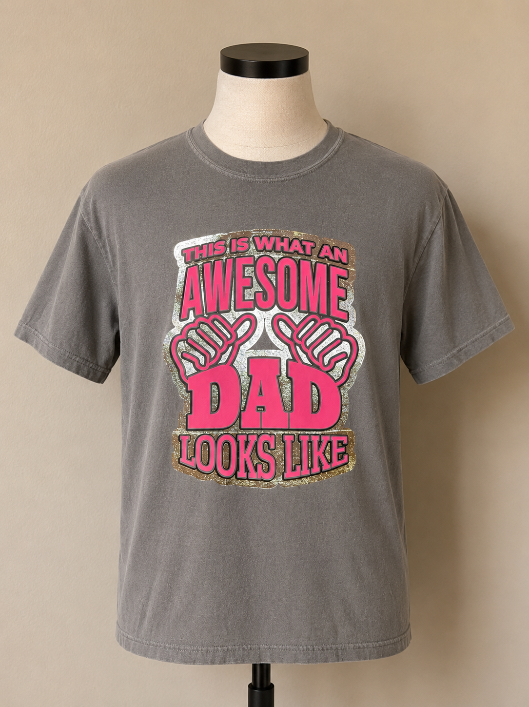 Awesome Dad Graphic T-Shirt – Comfort Colors® Vintage Washed Grey Father's Day Tee