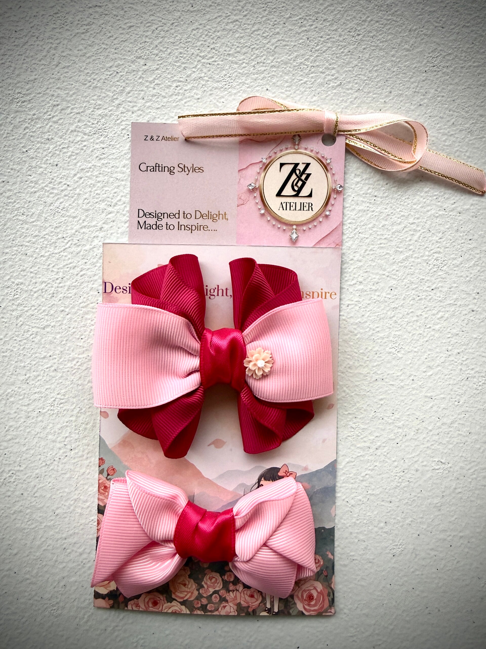 Rose Petal Charm Bow Set