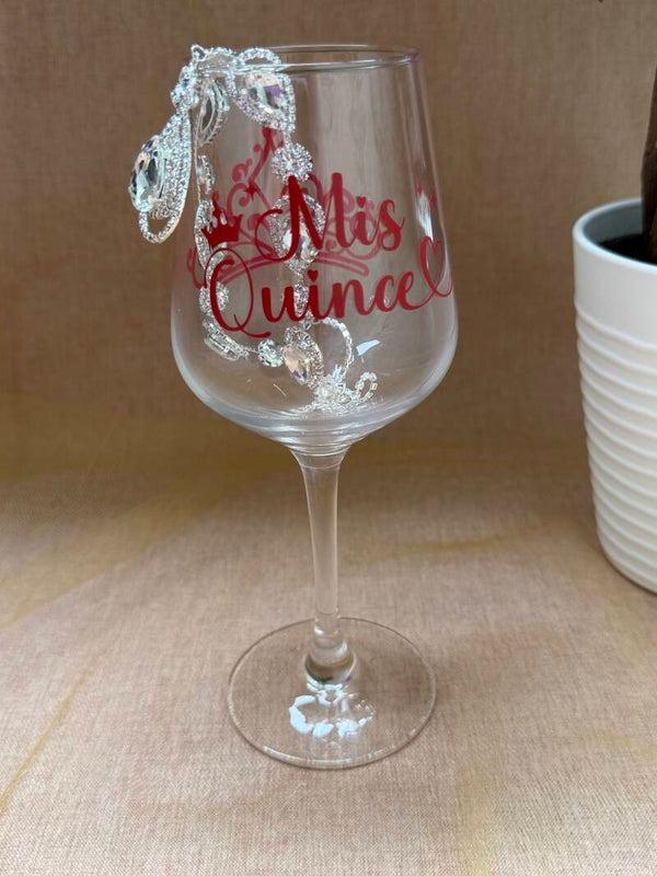 👑 Personalized Princess Quinceañera Glass