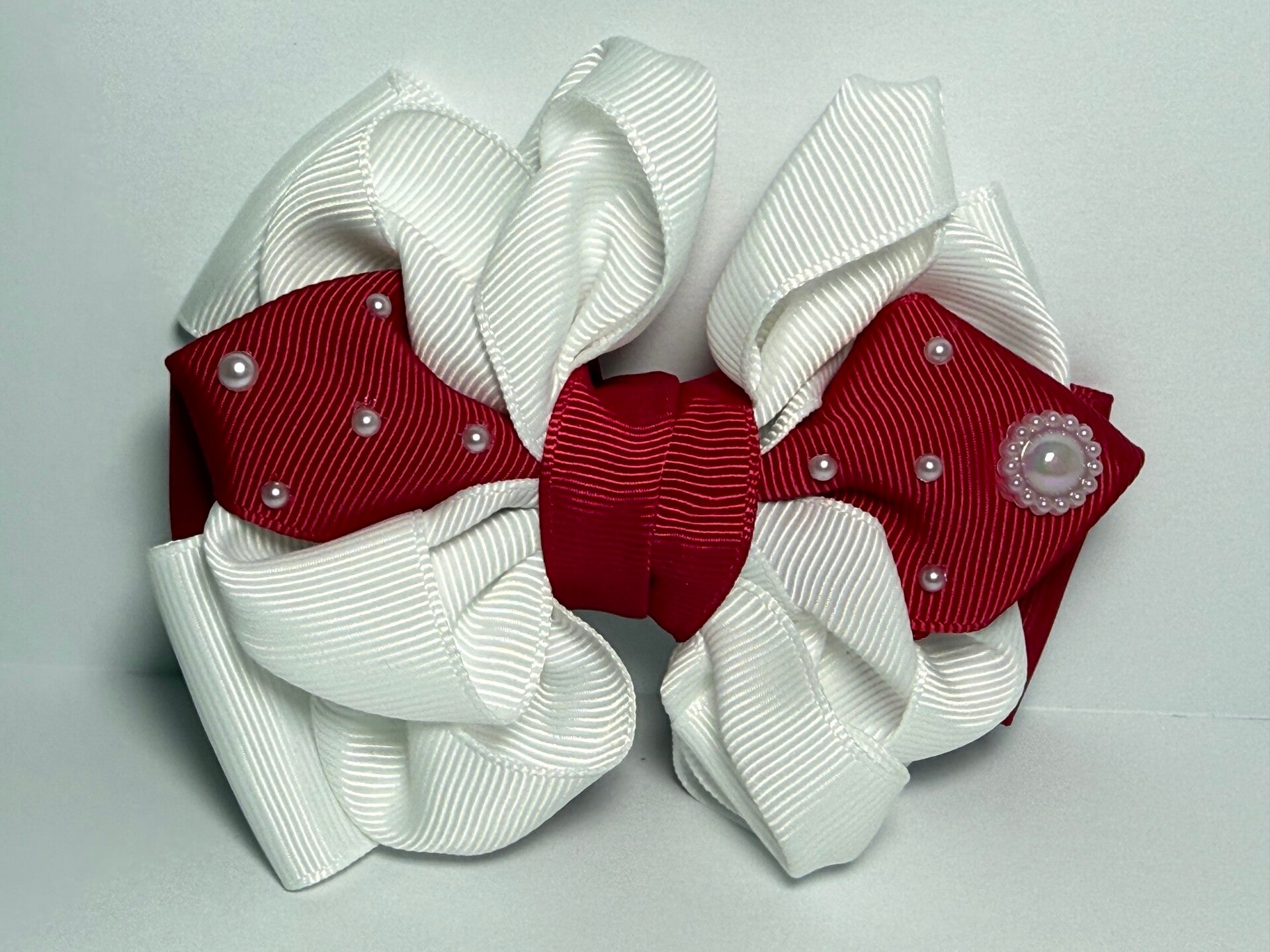 Crimson Pearl Hair Bow