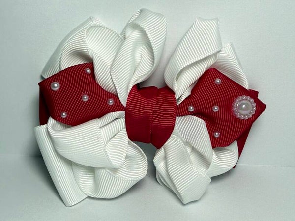 Crimson Pearl Hair Bow