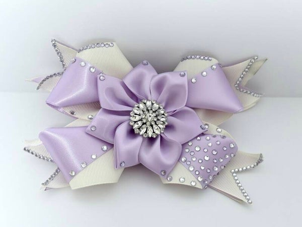 Lavender Crystal Bloom Hair Bow