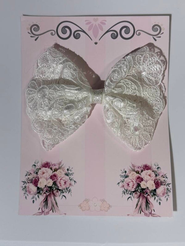 🤍 Pearl Lace Girls’ Boutique Bow