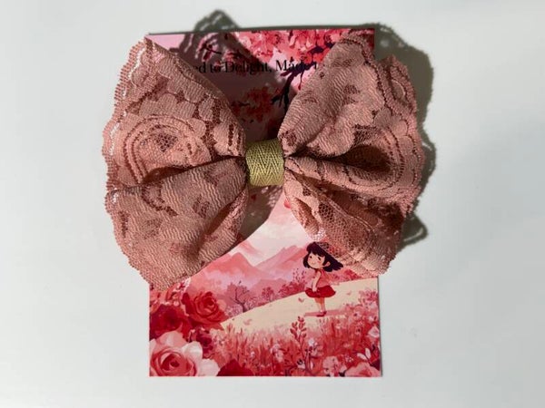 🌹 Rose Lace Girls’ Boutique Bow