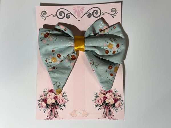 🌸 Blue Meadow Long-Tail Girls’ Bow