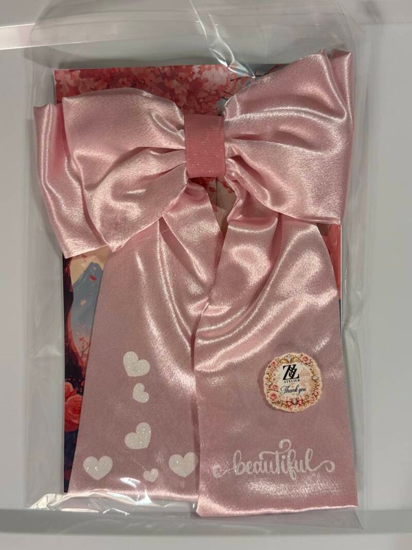 💕 Pink Satin “Beautiful” Hair Bow