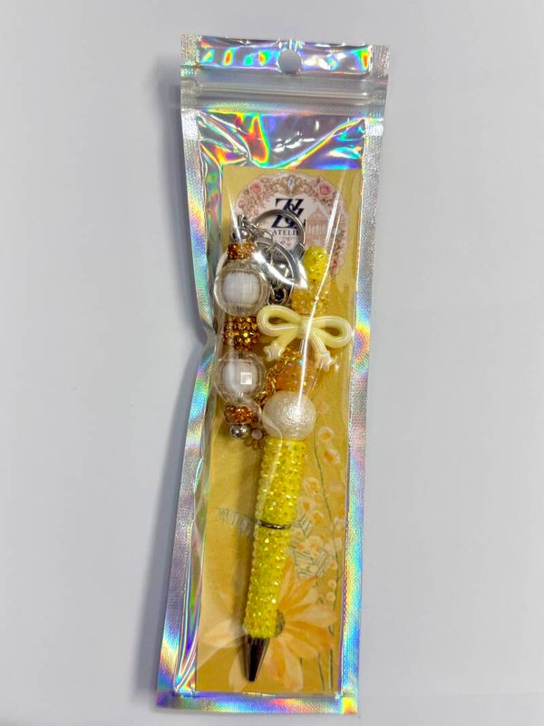 🌼 Sunshine Pearl Charm Pen with Keychain
