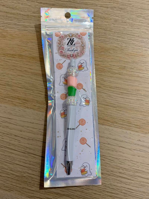 🌸 Pink & Green Floral Beadable Pen 🌸