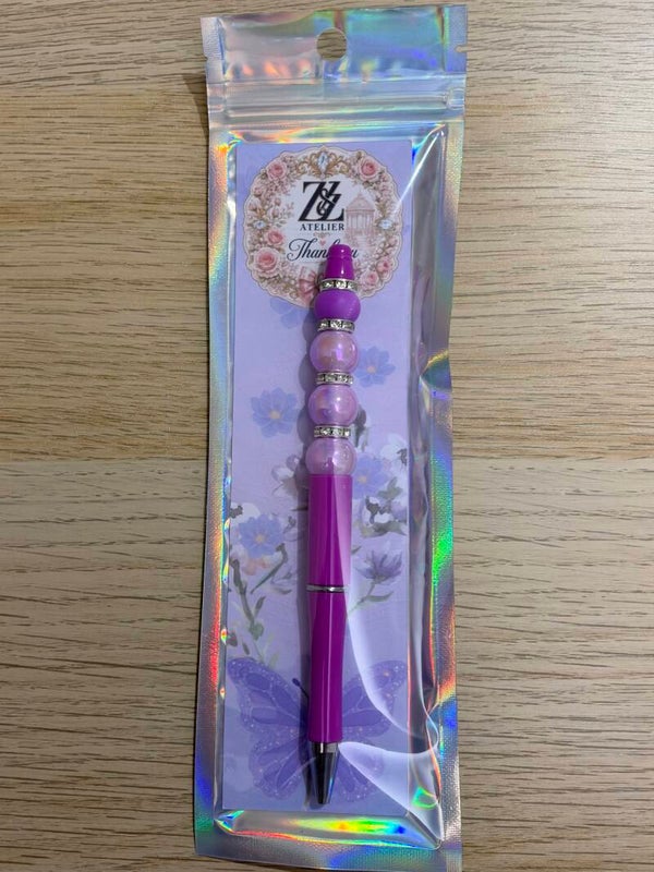 💜 Purple Pearl Glam Beadable Pen | Z&Z Atelier