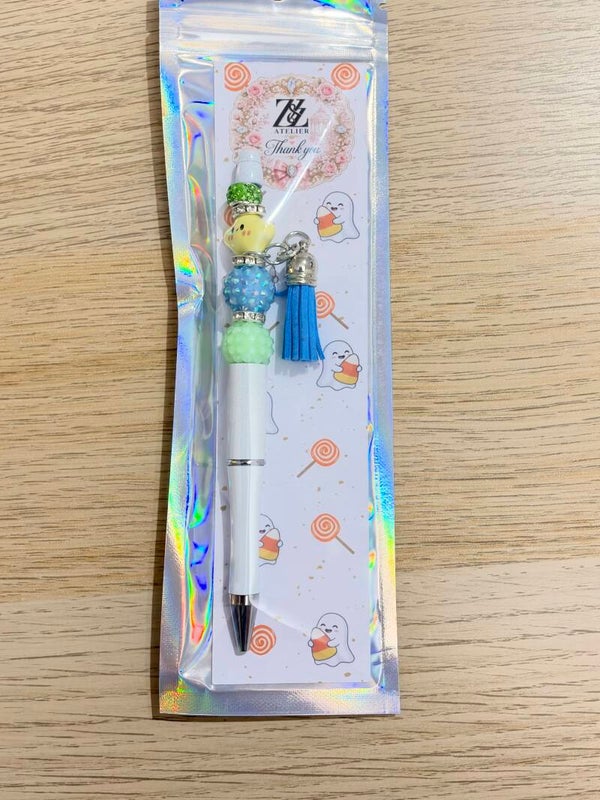 🤍 Blue & Mint Green Beadable Pen with Tassel | Z&Z Atelier