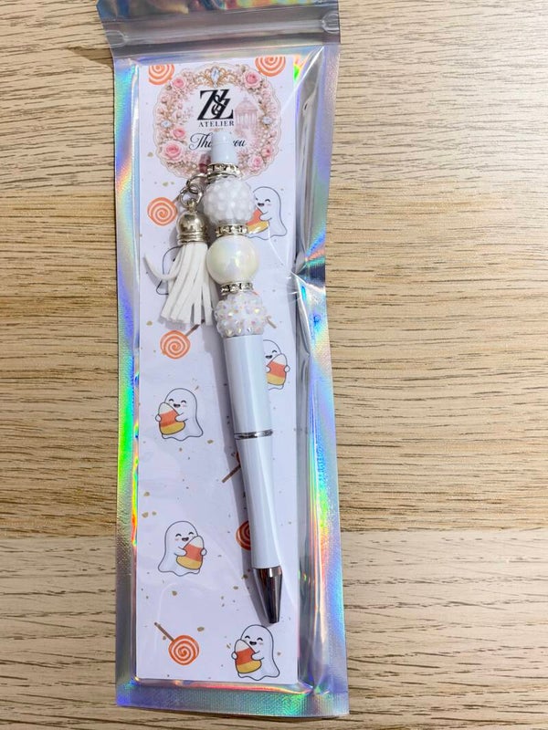 🤍 White Pearl Beadable Pen with Tassel | Z&Z Atelier