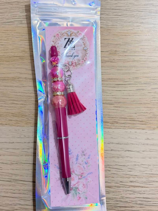 💗 Fuchsia Pearl Beadable Pen with Tassel | Z&Z Atelier