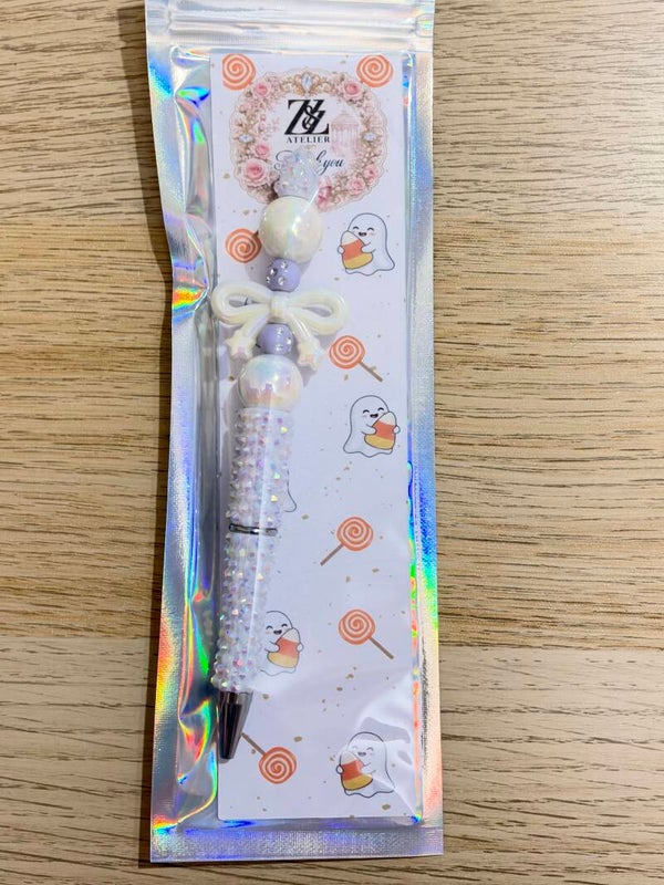 🤍 Lavender & Pearl Bow Beadable Pen | Z&Z Atelier