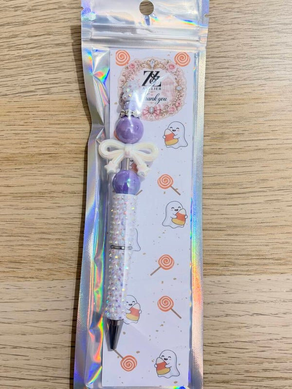 💜 Lavender Bow Crystal Beadable Pen | Z&Z Atelier