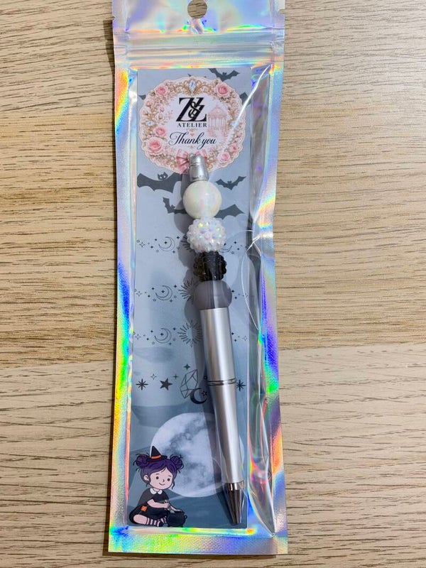 🤍 Silver & Black Beadable Pen | Z&Z Atelier
