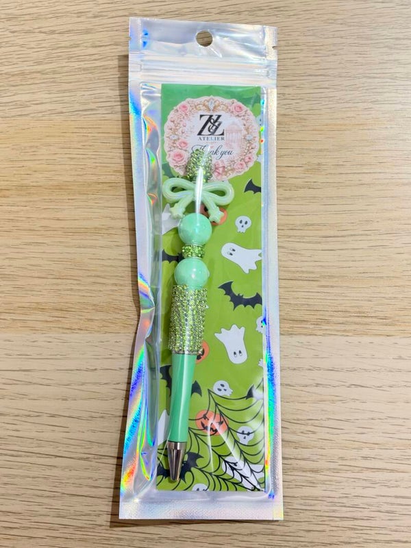 💚 Mint Green Bow Rhinestone Beadable Pen | Z&Z Atelier