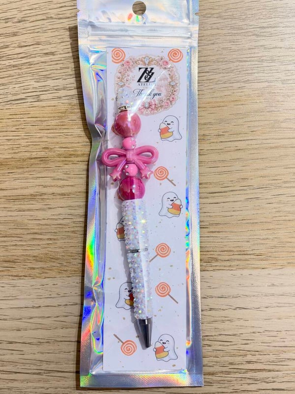 💗 Pink Bow Crystal Beadable Pen | Z&Z Atelier