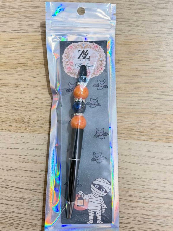 🖤 Orange & Navy Blue Beadable Pen | Z&Z Atelier
