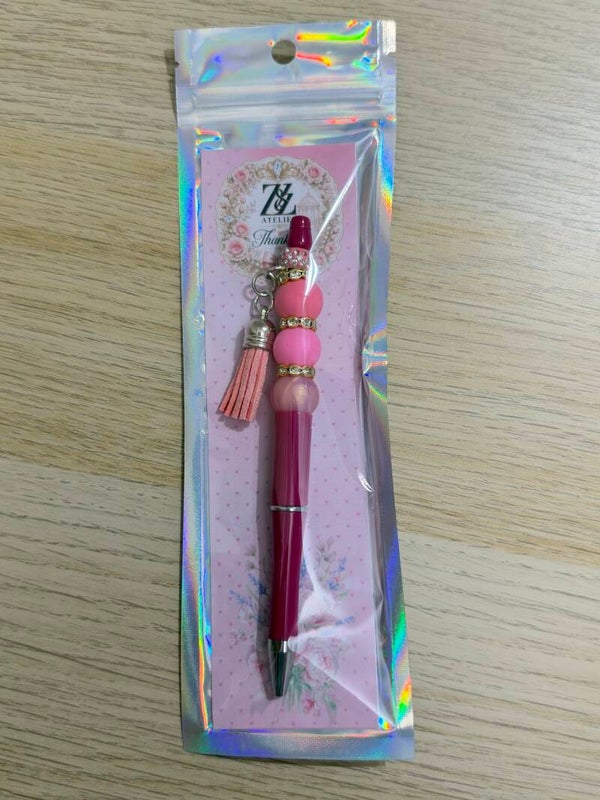 💗 Pink & Magenta Beadable Pen with Tassel | Z&Z Atelier