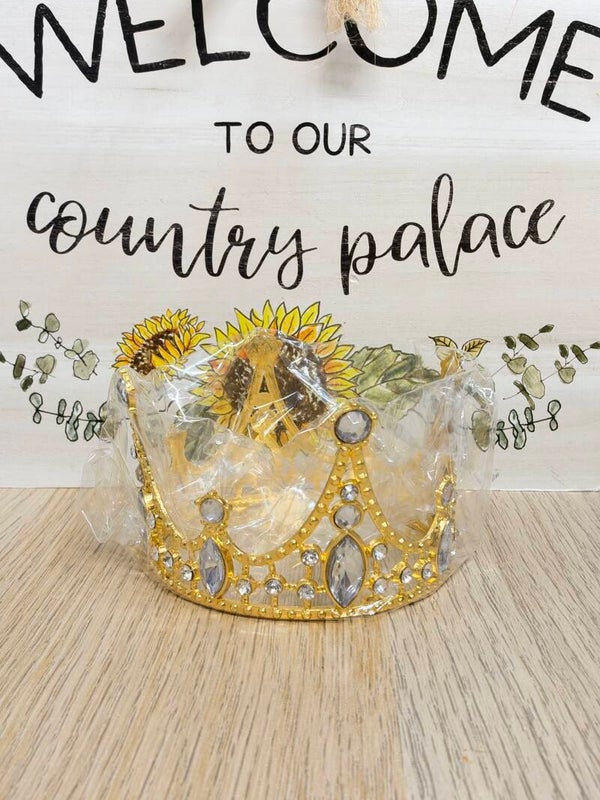 👑 Large Gold Rhinestone Crown for Eternal Flowers