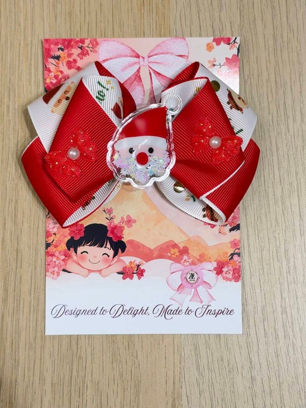 🎀 Red Santa Christmas Bow
