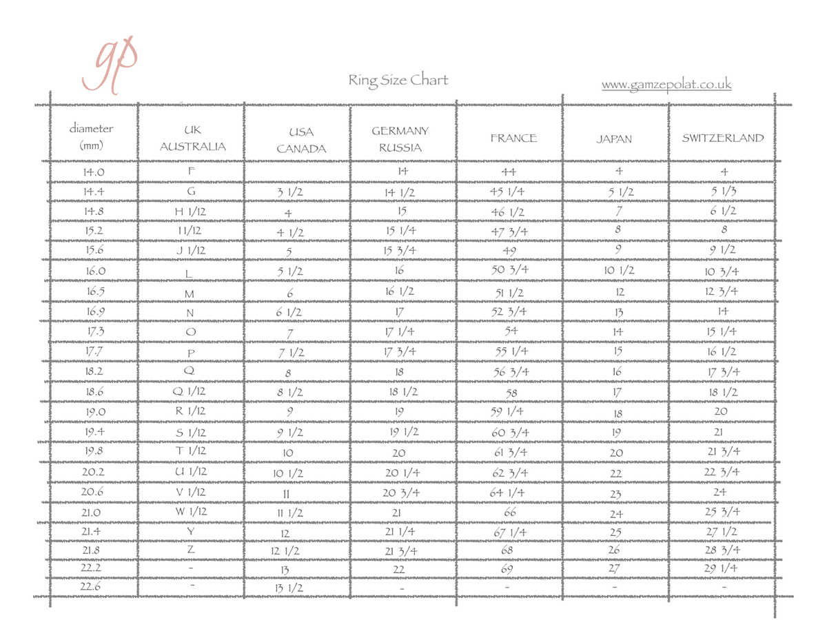 How to Measure Ring Size and Calculate Ring Size | gamzepolat.co.uk
