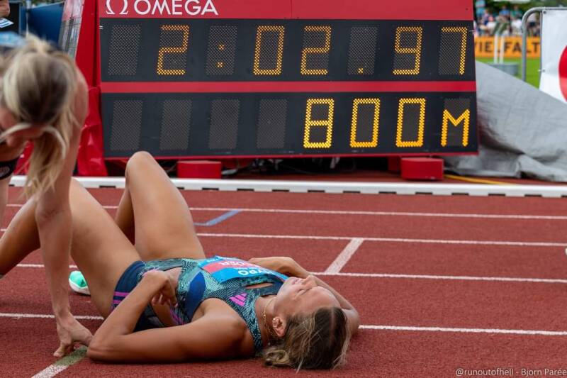 uitgeteld na de 800m