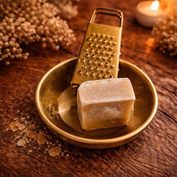 Amberblokjes Cadeauset met Goudkleurig Schaaltje en Rasp