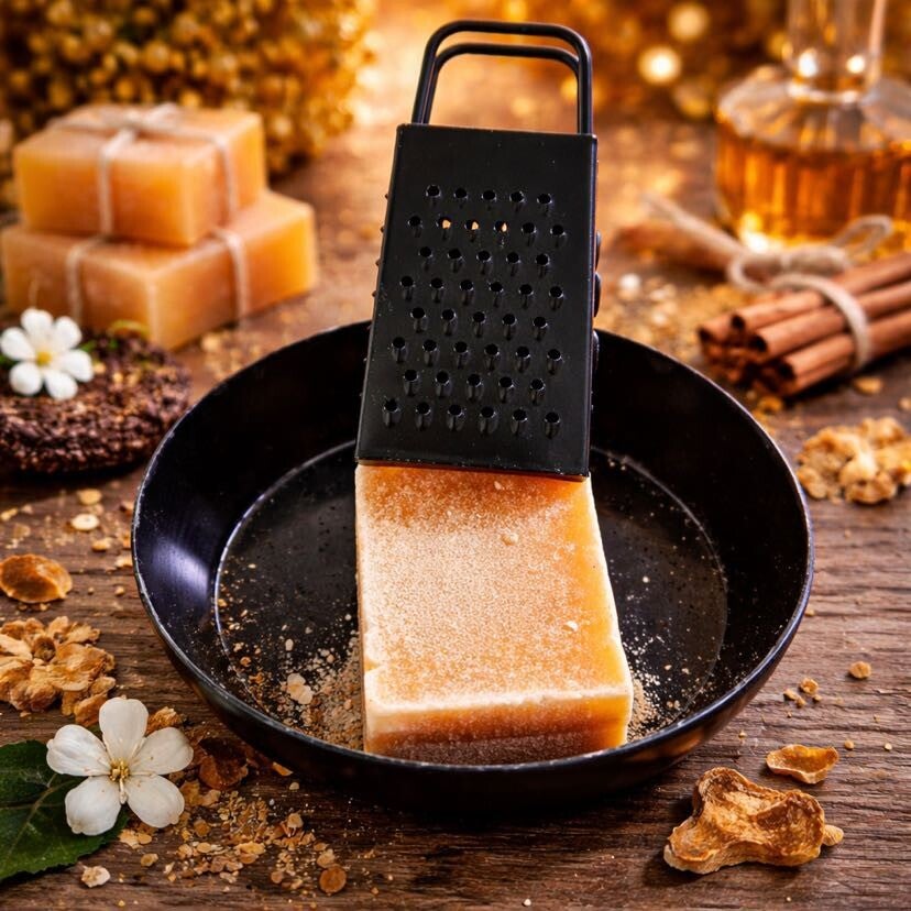 Amberblokjes Cadeauset - zwart schaaltje, rasp en amberblokje