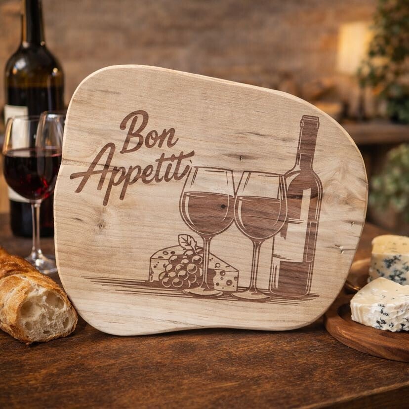 Teakhouten Decoratieve schijf Bon appetit