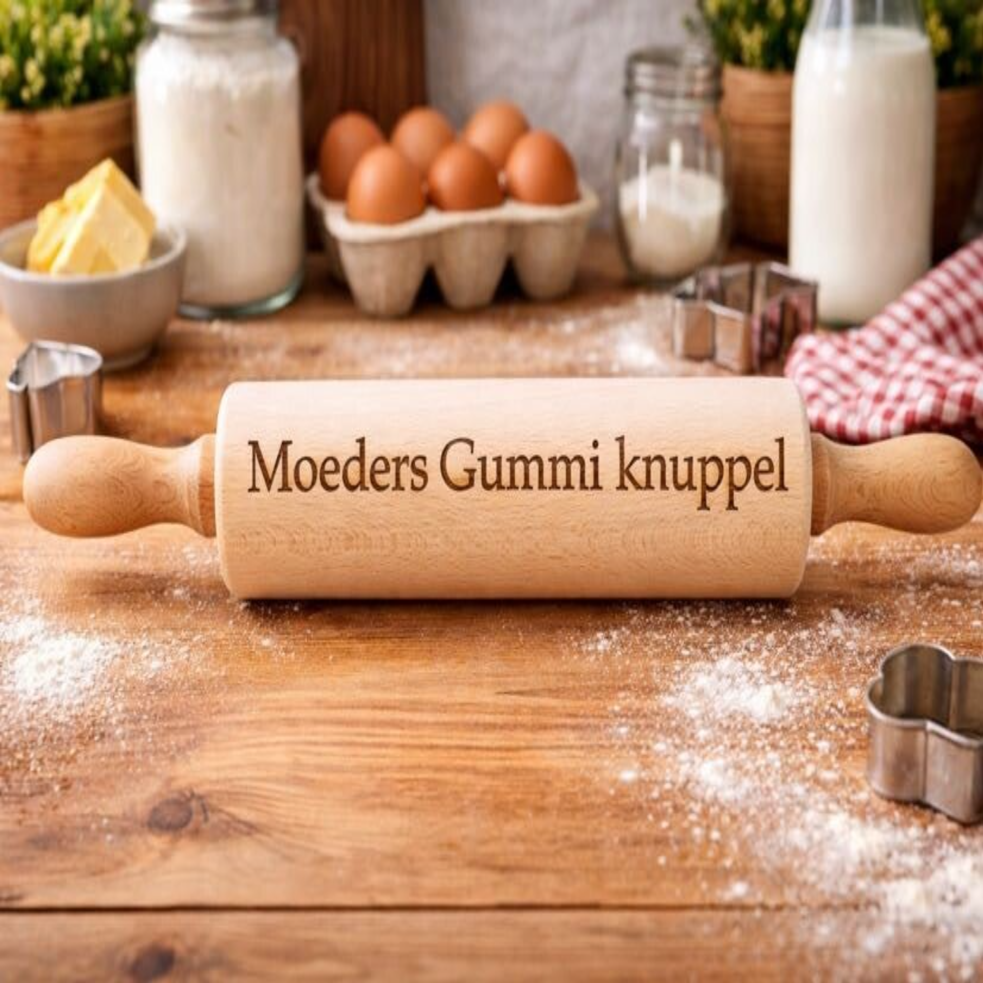 Gegraveerde deegroller "Moeders Gummiknuppel"